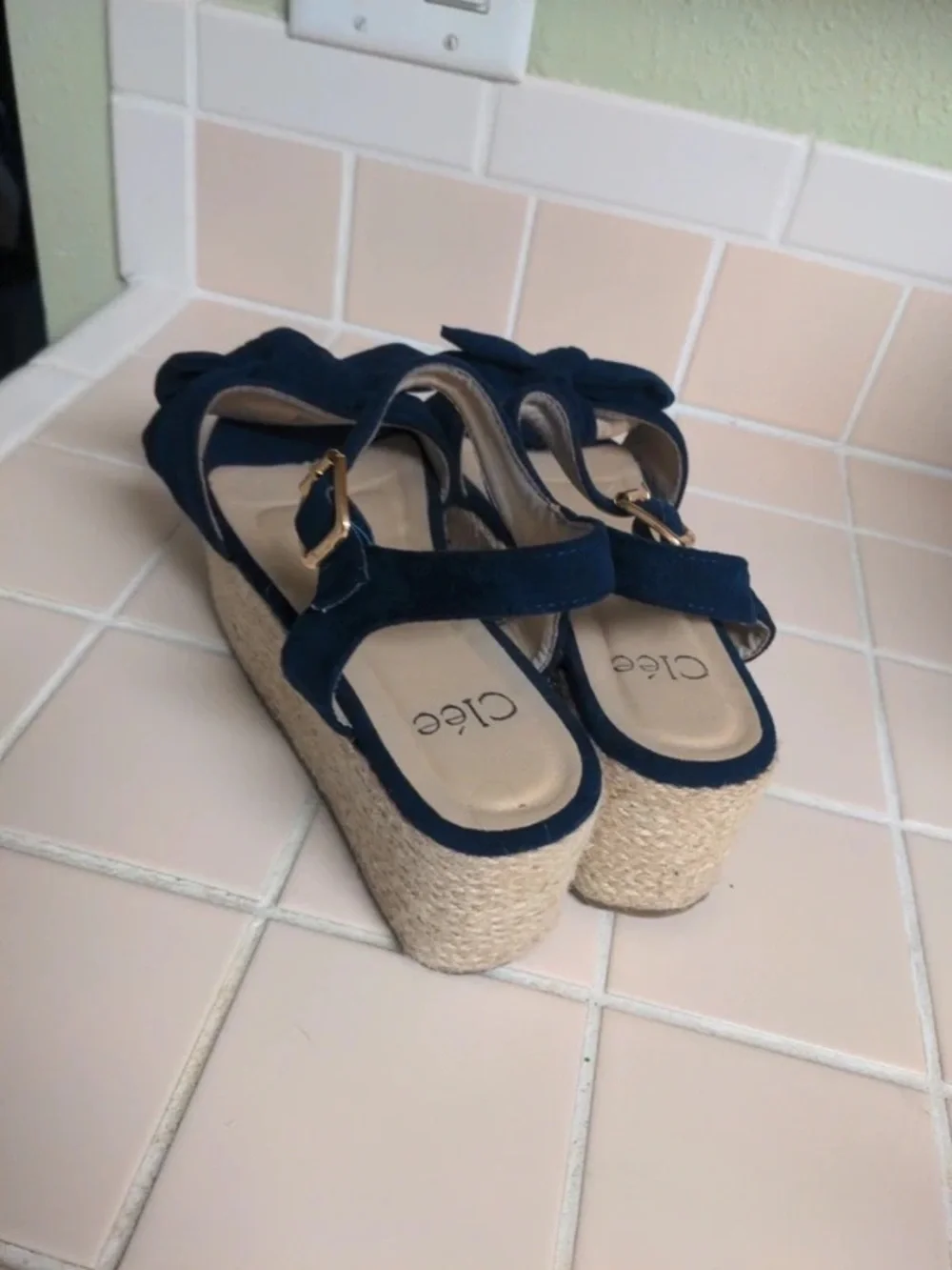 Women’s Navy Bow Espadrille Platform Sandals